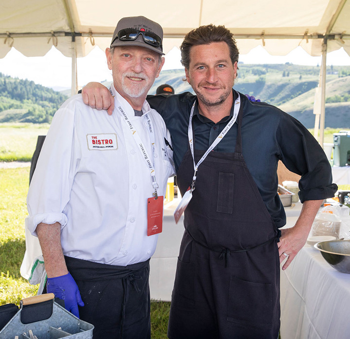 Bistro Catering and Fine Dining Restaurant Group cofounders Gavin Fine and Roger Freedman at a Jackson Hole, Wyoming event.