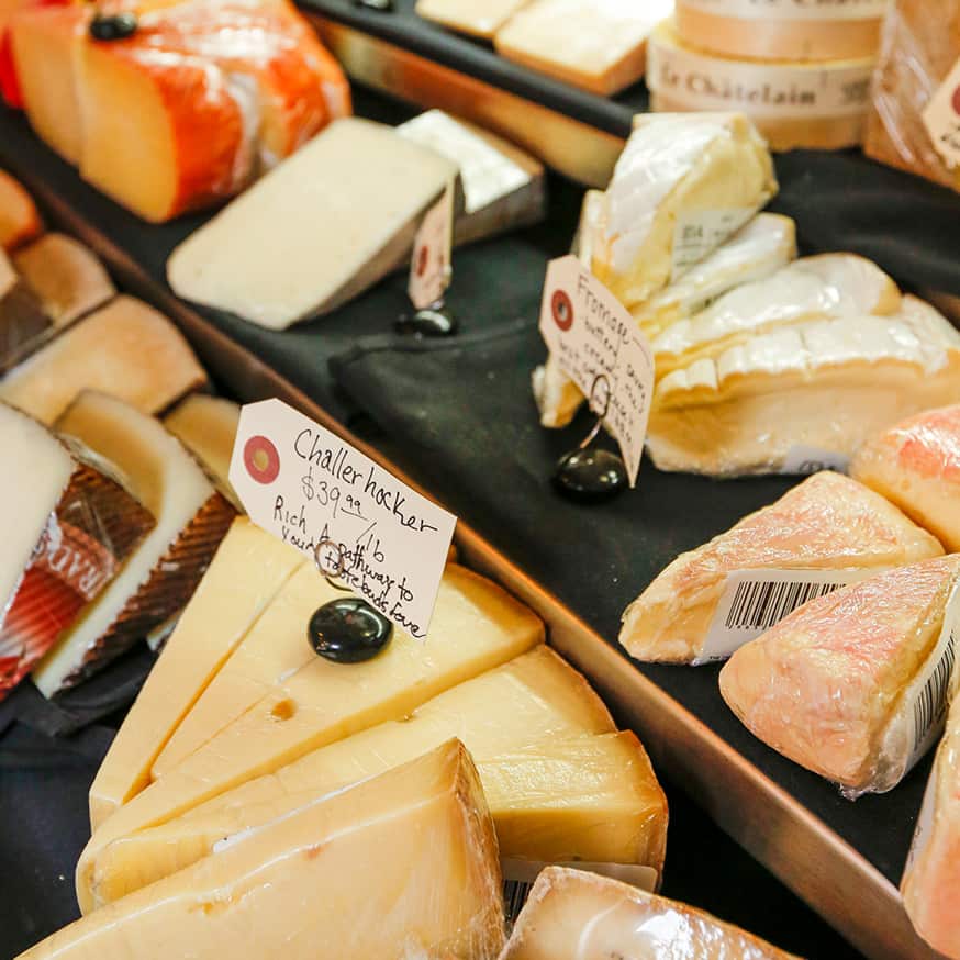 Challer Hocker cheese and other assorted cheeses at Bodega specialty grocer in Teton Village, Wyoming.