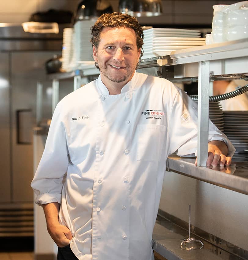 Portrait of Fine Dining Restaurant Group co-founder and owner Gavin Fine in the kitchen of The Bistro in Jackson, Wyoming.