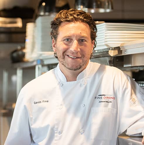Portrait of Fine Dining Restaurant Group co-founder and owner Gavin Fine in the kitchen of The Bistro in Jackson, Wyoming.